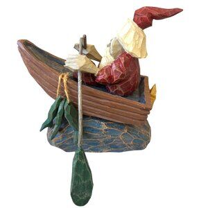 Dan Grunst (marked) Santa Rowing Boat Figurine Christmas Sports *Read